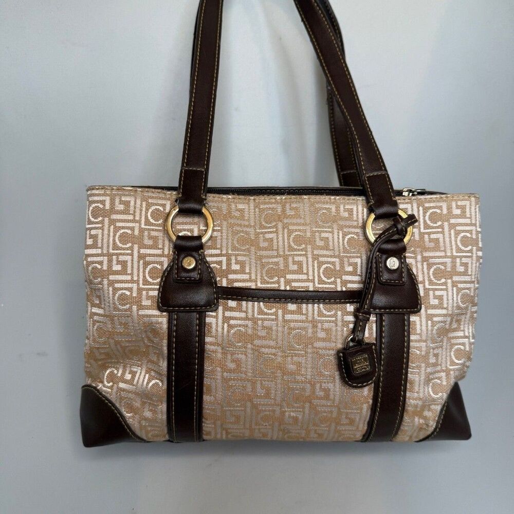 Liz Claiborne Vintage LC Signature Tan Brown Vegan Leather Tote Shoulder Bag EUC - Picture 10 of 12